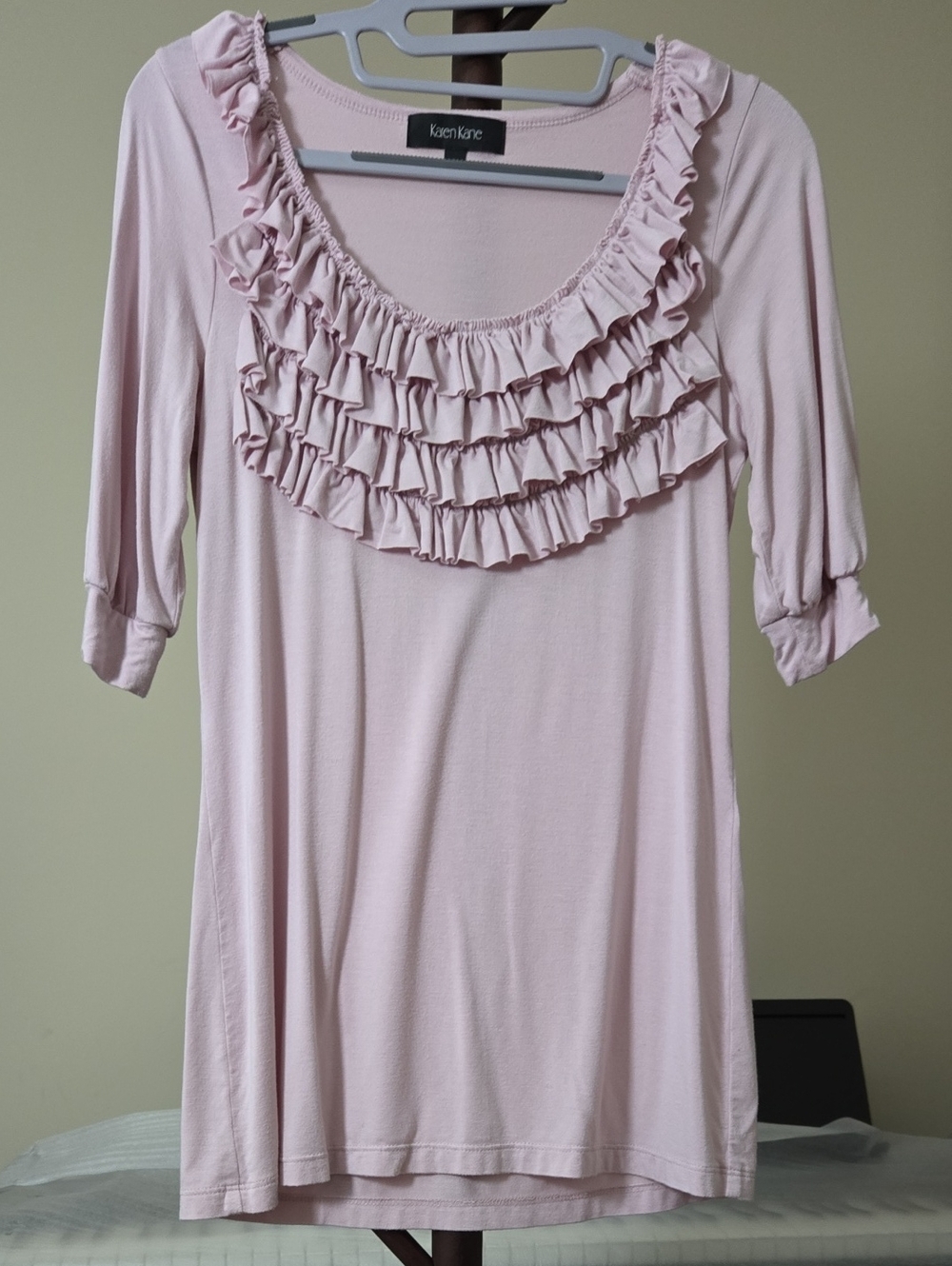 Karen Kane Pale Pink Ruffle Scoop-Neck Tunic